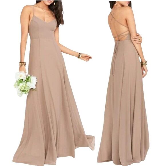 Show Me Your Mumu XXL Godshaw Goddess Maxi Dress Gown Dune Chiffon Bridesmaid - Picture 1 of 8